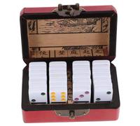 CORHAD Retro Domino Blocks Game with Portable Wooden Case Traditional Educational for Learning Math Compact Travel Plaything for Family Fun and Giving