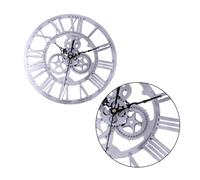 CORHAD Retro Industrial Gear Wall Clock Silver Vintage Hanging Clock for Living Bedroom Kitchen Decorative Chic Designer Home Decor