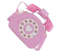 CORHAD Retro Pink Telephone Shape Crossbody Bag with Detachable Strap | PU Material, Smooth Sewing Line and Number Print, Comfortable Hand Feel, Lovely Diagonal Style