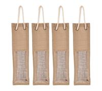 CORHAD Reusable Jute Burlap Wine Bottle Bags Synthetic Material 4pcs with Strong Bearing Capacity, Khaki Wine Holders for Wedding Parties and under The Christmas Tree