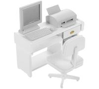 CORHAD Scale White Table and Chair Model for Doll House Miniature Furniture and Accessories for Office Scene Props
