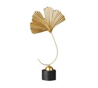CORHAD Sculpture Creative, Base or Decoration Lifelike Home and Elegant with Metal Ginkgo Leaf Ornament Wooden for Modern Accessories Living Room Office Table