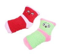 CORHAD Sock Shaped Dog Toys 2pcs Vocalizing Plush Squeaky Puppy Training Toys for Small Dogs Interactive Pet Playthings in Red and Pink-green