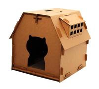 CORHAD Sturdy Cat Scratcher House Kitten Cardboard DIY Assembled Corrugated Paper with Side Windows for Indoor Cats Scratch Board for Claw Maintenance Exercise and Furniture Protection