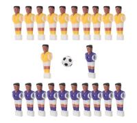 CORHAD Table Football Machine Accessories 23Pcs Miniature Resin Soccer Player Figures 1.4M Tabletop Foosball Replacement Pieces with 11 Yellow 11 Purple Players and 36Mm Black-White