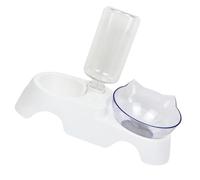 CORHAD Tilted Dual Pet Bowl with Stable Base and Automatic Water Dispenser Multi-function Cat Dog Food Feeder for Small to Medium Pets Clean White Household Feeder