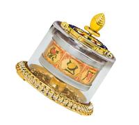 CORHAD Unique Acrylic Prayer Wheel with Delicate Workmanship and Golden Colour, Creative Buddhist Decor Adornment for Home Or Car Display, Featuring Bright Appearance and Spiritual