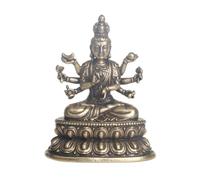 CORHAD Vintage Brass Golden Guanyin Buddha Statue Retro Style Multi-Armed Yin Figurine Decorative Sculpture for Home and Meditation Room Decor