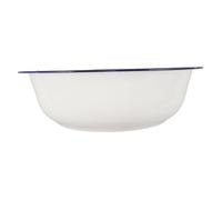 CORHAD Vintage Enamel Foot Soak Basin 32cm Retro White Enamelware with Blue Rim Lightweight Foot Bath Tub for Home Spa Pedicure