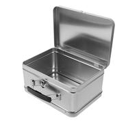 CORHAD Vintage Rectangle Tinplate Metal Hinged Tin Box with Lid and Handle Portable Storage Container for Candy Cookies Coins Keepsakes and Packaging Silver Present Box