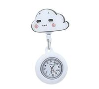 CORHAD Watch Retractable Clip Stylish Chest Watch for Nurses White Cloud Material