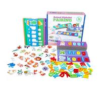 CORHAD Wooden Alphabet Flash Cards with Animal Pairing for Early Education English Letters Teaching Aids Montessori Learning Enhancing Memory and Eye-hand Coordination