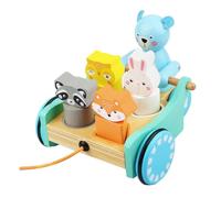 CORHAD Wooden Animal Trailer Pull Along Walker Educational Plaything for Years Old Smooth Surface Safe Non Toxic Paint Enhances Hand Eye Coordination and Hands Skills