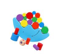 CORHAD Wooden Balance Moon Boat Educational Stacking Blocks Parent Interaction for Early Learning Hand Eye Coordination and Color Development Preschool Game
