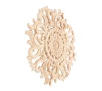 CORHAD Wooden Carving Applique Round Furniture Decoration Premium Rubberwood Onlay for Elegant Home Decor Bedroom Accent