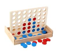 CORHAD Wooden Four Row Checker Game Educational Brain Teaser for Adults Family Interactive Board Game Fun Logical Thinking Development