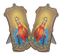 CORHAD Wooden Madonna Ornament Set 1pcs Catholicism Holy Family Plaque Desktop Adornment Religious Church Decoration Suitable for Home and Office Random Style