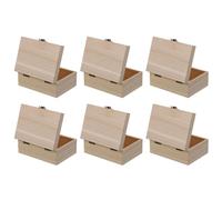 CORHAD Wooden Storage Box Set 6Pcs with Top and Bottom Lid, Handmade Craft Boxes for Jewellery and Small Item Organisation, Unpainted Sturdy Wood, 5.89 X 3.93 X 2.36 Inch, for Hobby