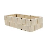 CORHAD Woven Storage Basket with Handle for Cosmetics and Desk Organisation | Nylon Fabric, Oxford Cloth, Stainless Steel Frame, Silver Finish, Quick Access, Easy Wipe Cleaning