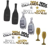 CORHAD Year Party Table Confetti Decorations Black Gold Silver Foil Scatter for Festive Celebration Fun Confetti for Invitations Cards and Party Tables
