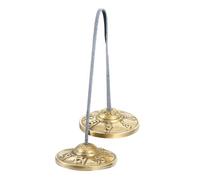 CORHAD Yoga Meditation Mini Cymbals Bell Handmade Nepal Brass Bell Six-Word Chant Pattern Lightweight Percussion Instrument for Musical Performance