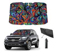 Coricha Windshield Sun Shade Umbrella for Car Front Window Car Sun Visor for Windshield Funny 2024 Car Summer Accessories Protect Car Interior from Sun UV Rays & Heat 57"*31" (Abstract)