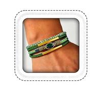 Coridy Multi-Layer Warp Bracelet for Women Boho Crystal Leather Bracelet Handmade Beaded Bracelet Stackable Bangle, 7.8Inches, Metal, no gemstone
