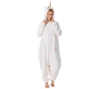 corimori 1852-032 (10+ Designs) Onesie Jumpsuit Winter Hooded Kigurumi Adults, Mia the Unicorn, White, Body Size 180-190 cm