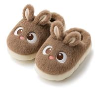 corimori Plush Bunny Slippers Cute Rabbit Slippers Size 33-39, brown, 2/3 UK