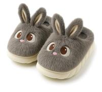 corimori Plush Bunny Slippers Cute Rabbit Slippers Size 33-39, gray, 2/3 UK