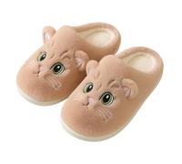 corimori Plush Cat Slippers - Fluffy Cats Kitten Slippers (White, Pink, Grey, Brown - Size 34-44), brown, 6/7 UK