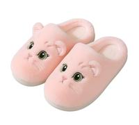 corimori Plush Cat Slippers - Fluffy Cats Kitten Slippers (White, Pink, Grey, Brown - Size 34-44), pink, 6/7 UK