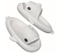 corimori Shark Bath Slippers, Shark Bath Slippers, Non Slip, Quick Drying, Comfortable with Shark Design (Size 34-43), White 15, 8/8.5 UK