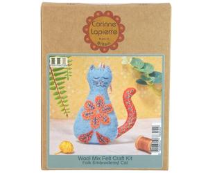 Corinne Lapierre Folk Embroidered Cat Felt Craft Mini Kit