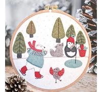 Corinne Lapierre Skating on The Lake Felt Appliqué Hoop Kit, ['Natural White', 'Marl Turquoise', 'red', soot', Grey', Moss']