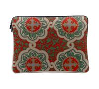 Corinthian Linen Look Computer and Tablet Case - Vintage Tile Medieval Elegant Geometric Classic Pattern - 10 Inches Protective Laptop Sleeve Printed in France