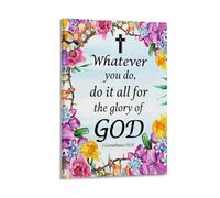 Corinthians 10 31 Scripture Quote Canvas Wall Art Inspirational Poems, Vintage Aesthetic Poster, Printing for Apartment Bedroom Living Room Decor20x30inch(50x75cm)