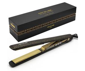 Corioliss C3 Hair Straightener for Women | Professional Extra Long Titanium Plates | Ionic Flat Iron | Temperature Control 135°C-235°C | 20-Second Heat-Up | Travel Case | UK Plug | Leopard Gold