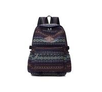 CORIOS Boho Backpack for Women Canvas Laptop Rucksack Ethnic Print Daypacks Bohemian Style Shoulder Handbag Casual Teenager School Bag Bookbag Multipurpose Convertible Purse Dark Blue