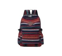 CORIOS Boho Backpack for Women Canvas Laptop Rucksack Ethnic Print Daypacks Bohemian Style Shoulder Handbag Casual Teenager School Bag Bookbag Multipurpose Convertible Purse Red