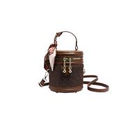 CORIOS Brown PU Leather Retro Women's Small Vintage Cylinder Shoulder Bag with Adjustable Strap, Top Handle, Crossbody, Messenger, Satchel, Tote, Bucket Bag