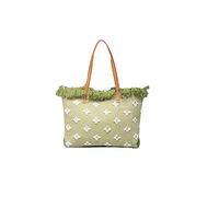 CORIOS Canvas Handbag for Women Bohemian Tote Bag Large Capacity Top Handle Bag Summer Beach Bag Cute Hobo Bag with Tassels Aesthetic Shoulder Bag for Vacation Beach Travel Daily Use Light Green