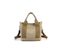 CORIOS Canvas Multi-Pocket Tote Shoulder Bag for Women - Small Handbag Crossbody Satchel With Top Handle for School, Shopping, Travel, Work and Daily Use - Khaki