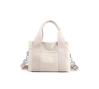 CORIOS Canvas Shoulder Bag Small Tote Bag for Women Casual Top Handle Bag Multi-Pockets Crossbody Bag Ladies Messenger Bag Fashion Handbag Shopping Travel Work Daily Use Satchel Bag White