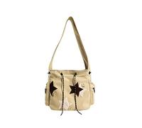 CORIOS Canvas Shoulder Bag Women Tote Bag Drawstring Crossbody Messenger Bag Large Capacity Handbag Casual Satchel Bag Fashion Hobo Bag Office Travel College Shopping Work Top Handle Bag Khaki