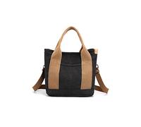 CORIOS Canvas Tote Bag for Women Small Handbag Satchel Bag Shoulder Bag Multi-Pockets Top Handle Bag Messenger Bag Casual Crossbody Bag Satchel Bag for School Shopping Travel Work Daily Use Black