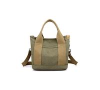 CORIOS Canvas Tote for Women Small Handbag Multi-Pockets Top Handle Shoulder Messenger Crossbody Bag for School Shopping Travel Work Daily Use in Army Green
