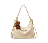 CORIOS Crossbody Bag with Cute Bear Charm Women PU Leather Tote Handbag Large Capacity Shoulder Messenger Satchel Bag Fashion Top-Handle Purse for Daily Travel Business Office Work White