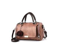 CORIOS Retro Tote Handbag for Women Shoulder Crossbody Bag with Vintage Floral Charm PU Leather Boston Purse Elegant Satchel Messenger Bag Top-Handle Bag with Removable Adjustable Strap Dark Pink