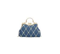 CORIOS Denim Clutch Bag for Women Quilted Evening Bag Bridal Wedding Purse Sparkly Rhinestone Handbag Elegant Beaded Pearl Crossbody Bag Glitter Shoulder Bag Dark Blue